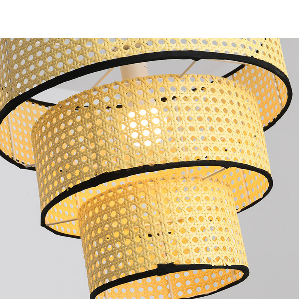 ArcoMead 3-Tiered Rattan Drum Pendant Light