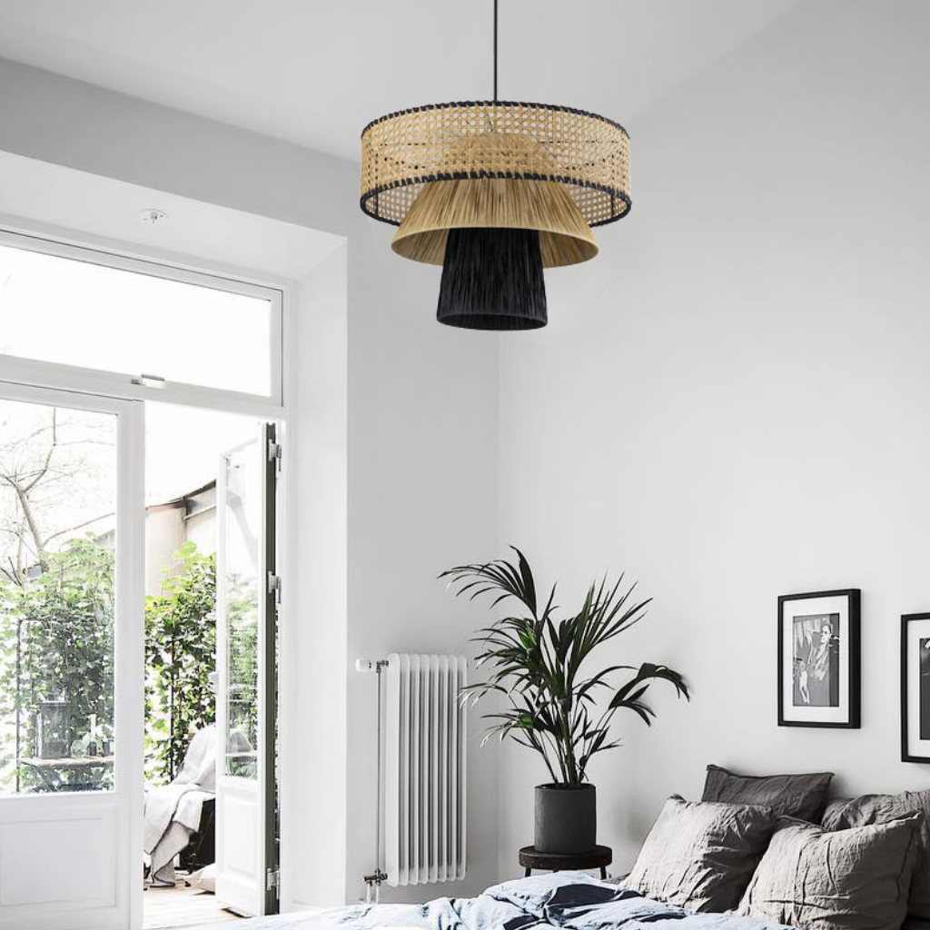 Rylie Rattan Black Pendant Light