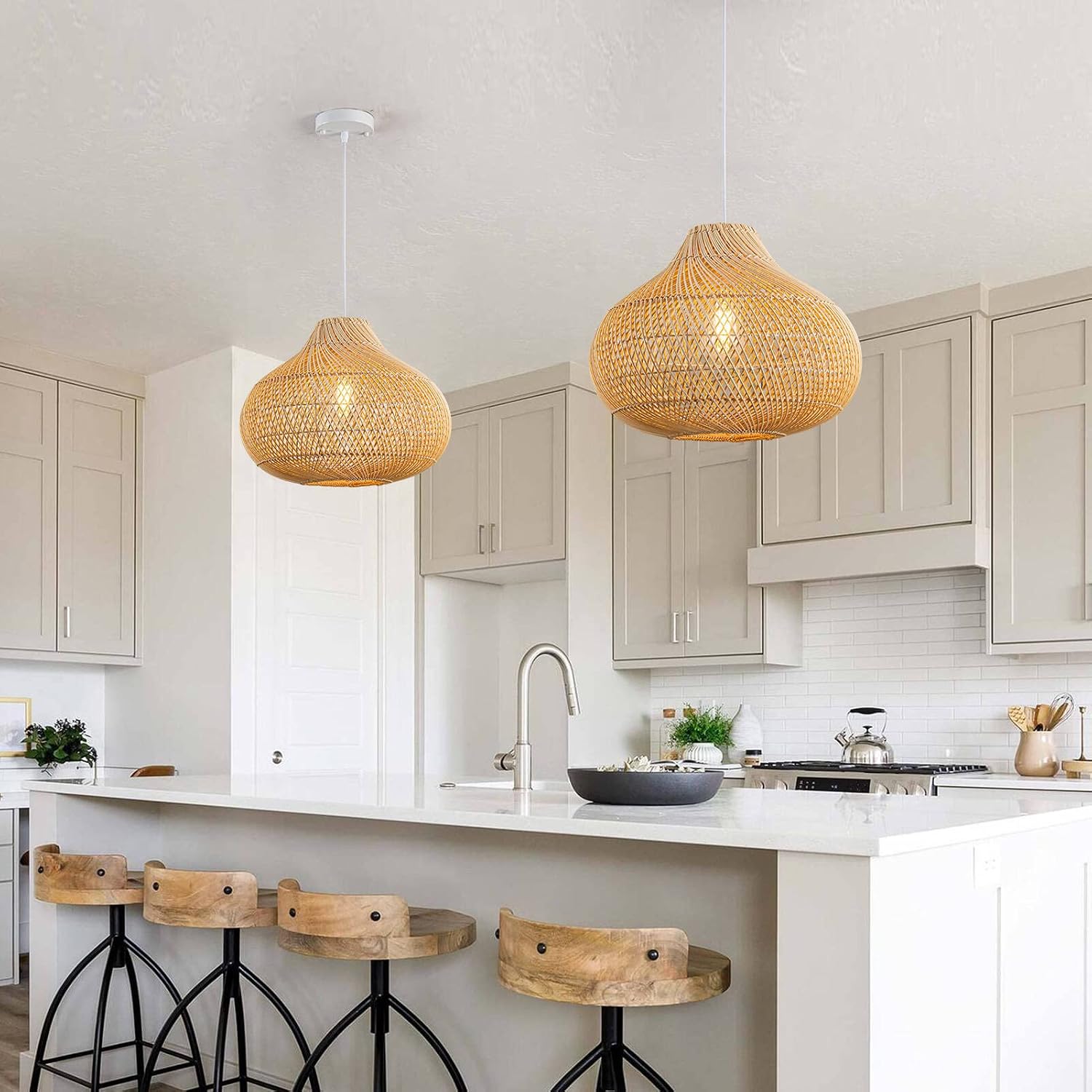 Karjearl Rattan Pendant Light 16 Inch