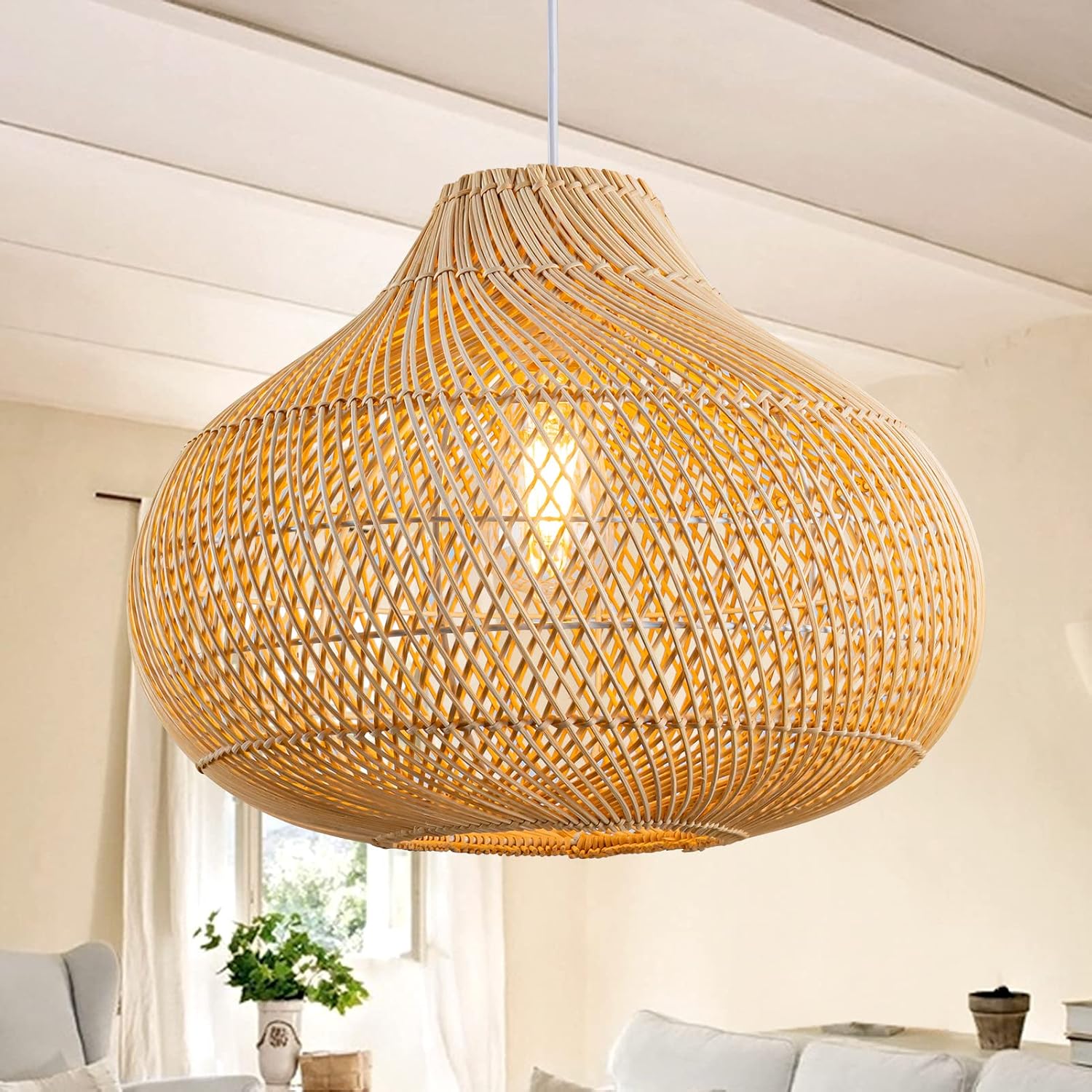 Karjearl Rattan Pendant Light 16 Inch