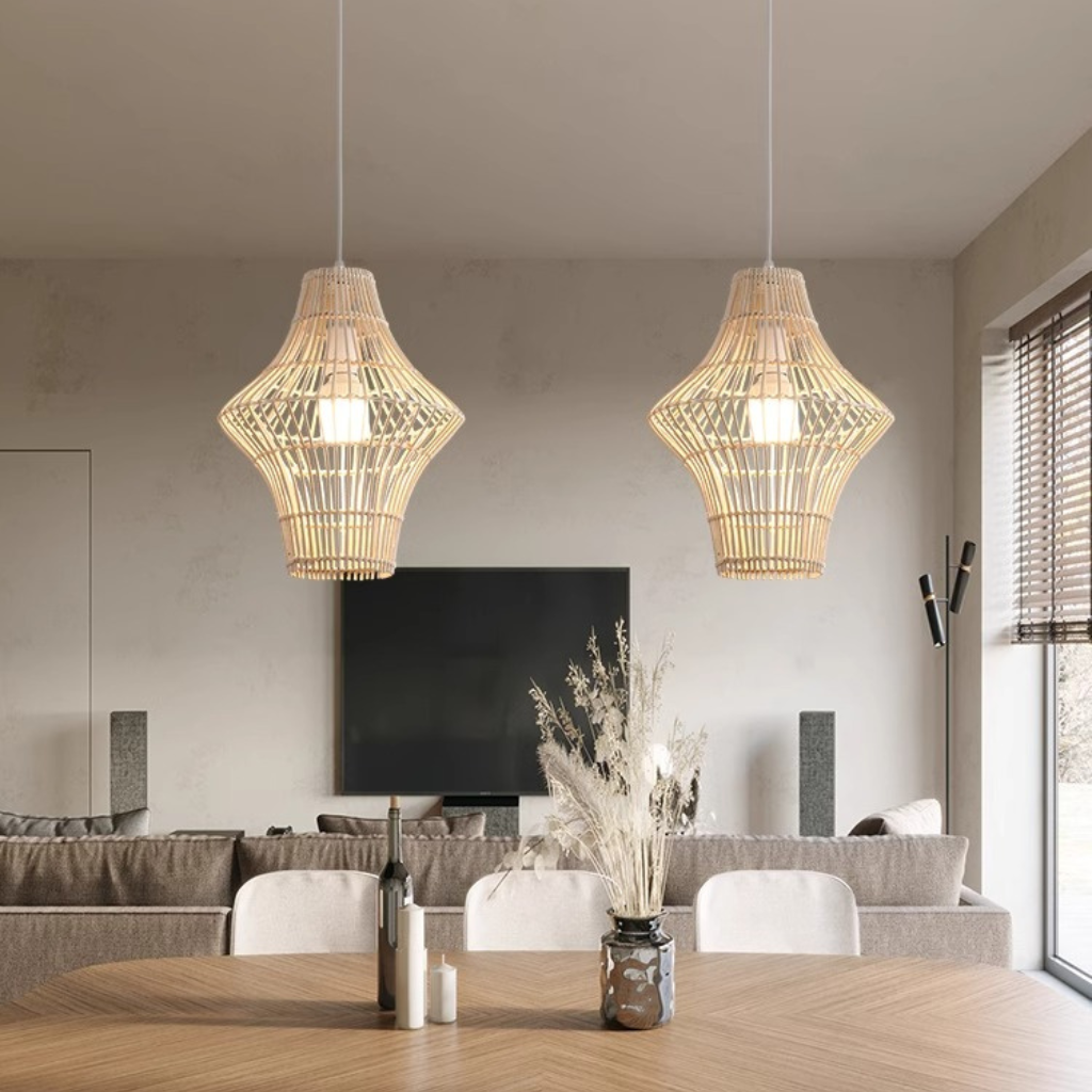 Geometric Rattan Pendant Light