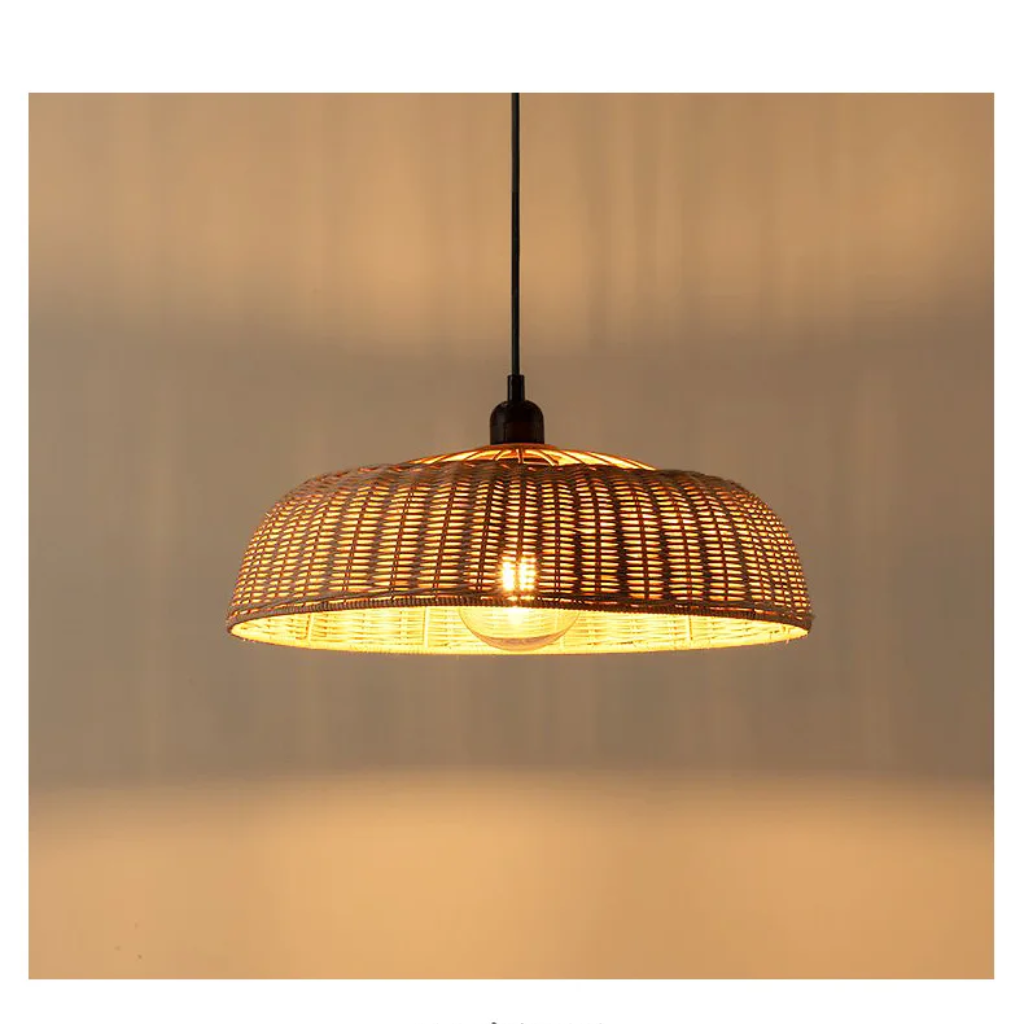 Chinesque Dome Woven Rattan Pendant Light
