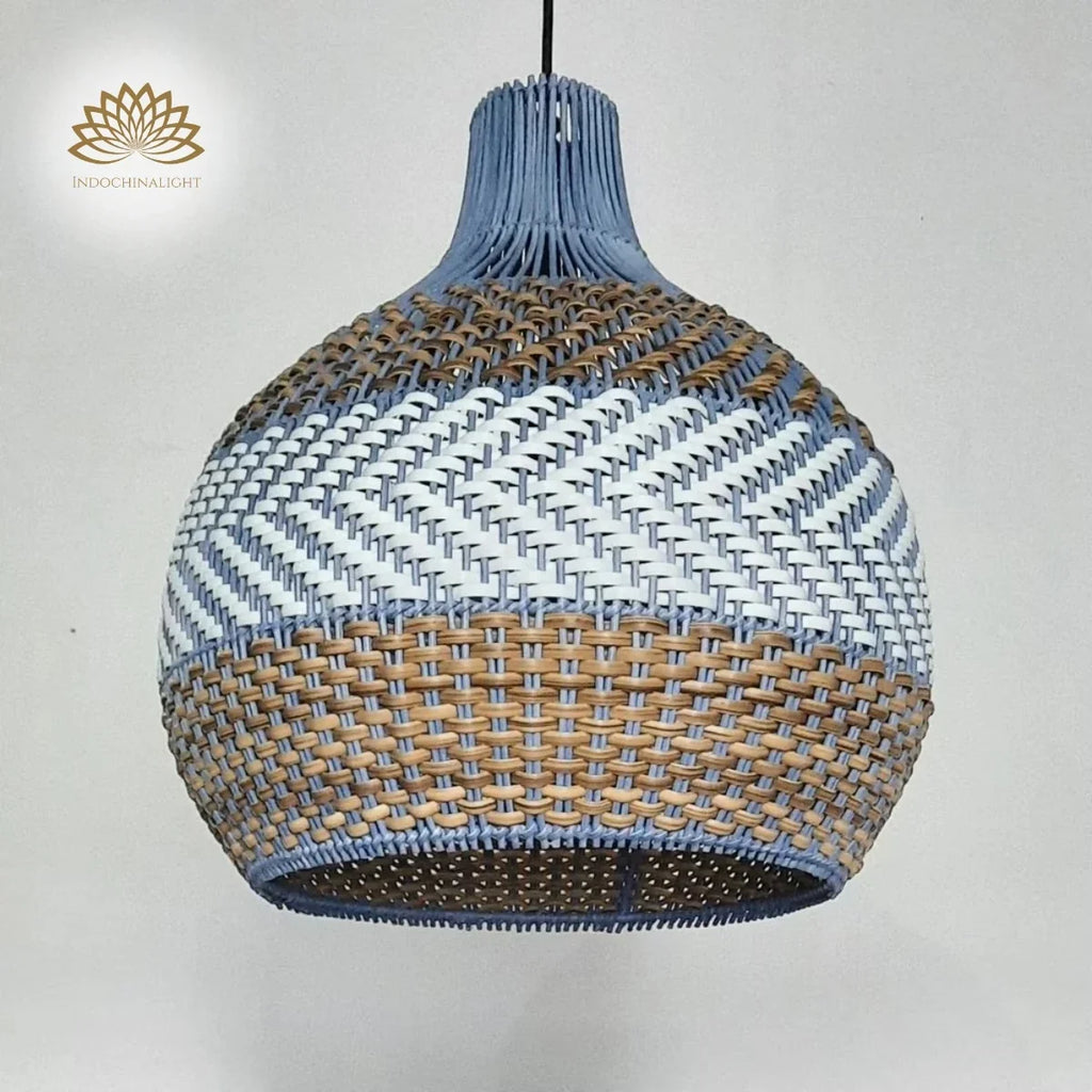 Courtland Blue Rattan Pendant Light