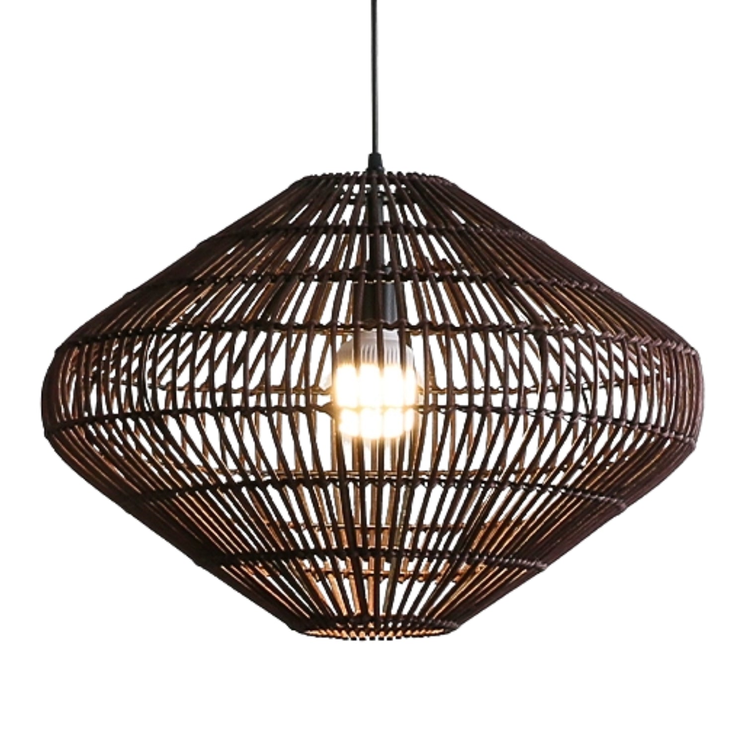 Geometric Diamond Rattan Basket Pendant Light