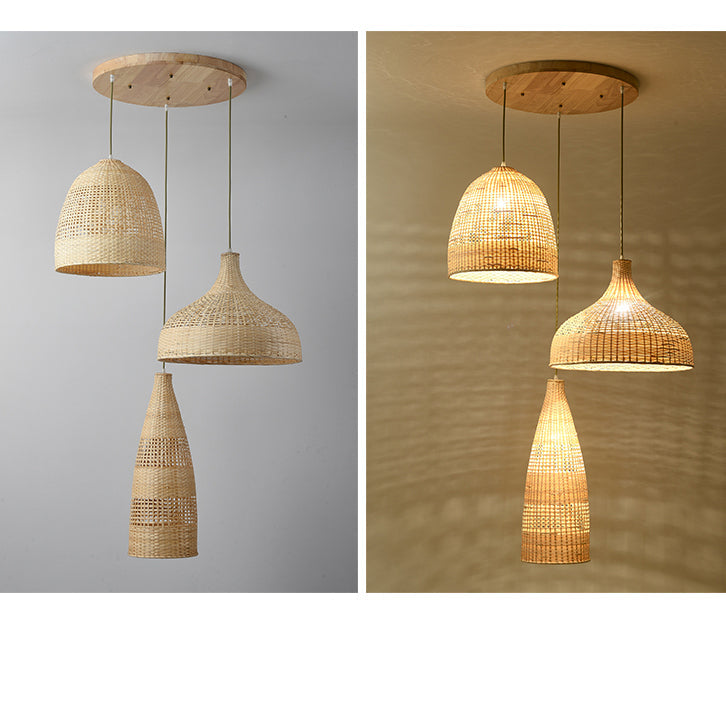Kirsal Rattan Basket Pendant Light Shade - Cluster Hanging