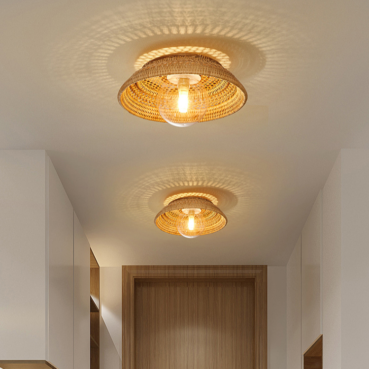 Small Boru Boho Rattan Ceiling Flush Mount