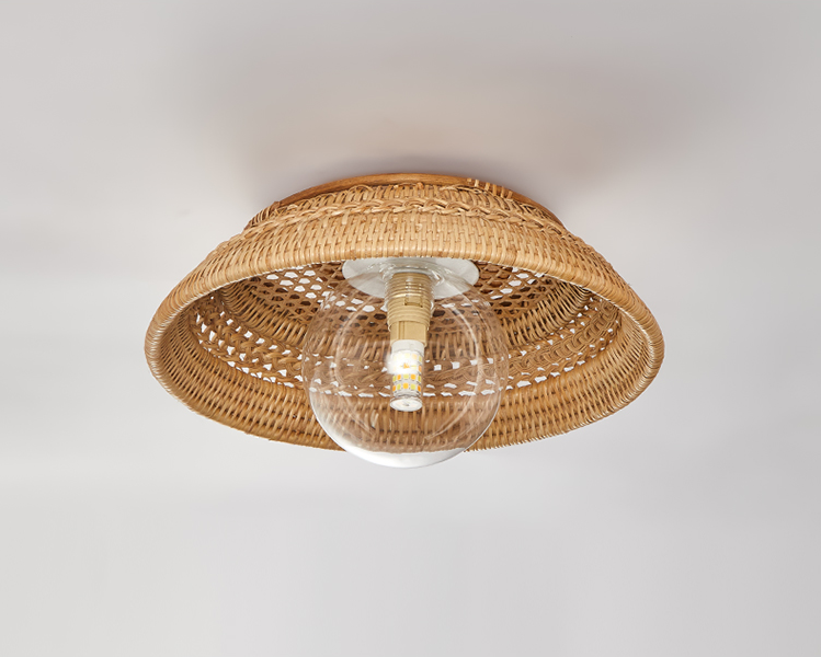 Small Boru Boho Rattan Ceiling Flush Mount