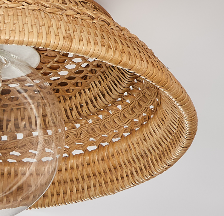 Small Boru Boho Rattan Ceiling Flush Mount