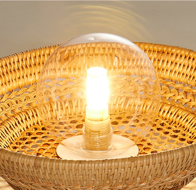 Small Boru Boho Rattan Ceiling Flush Mount