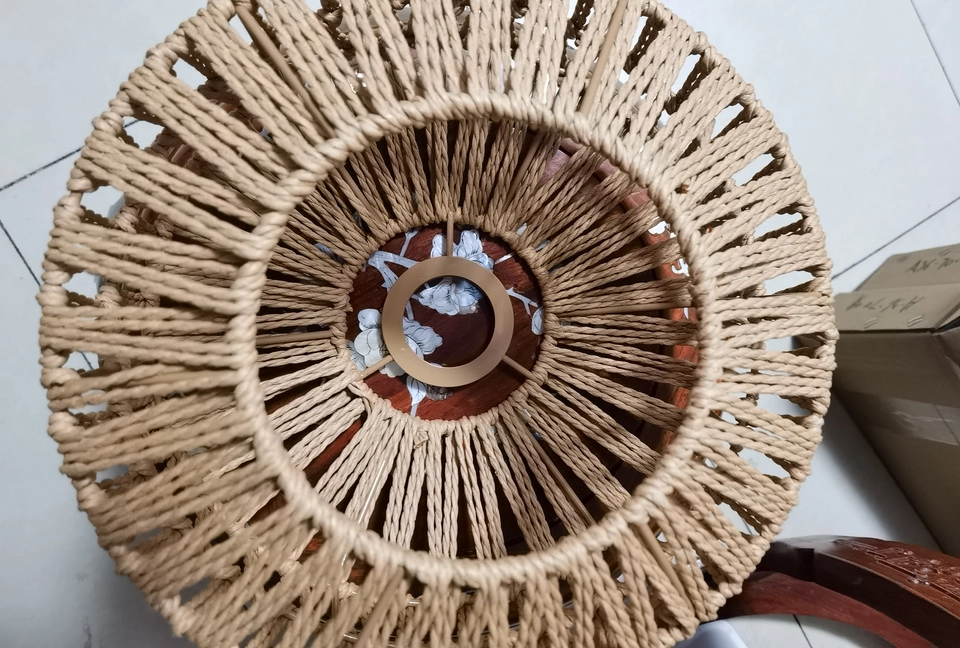 Kenmi Boho Rattan Drum Ceiling Light - Semi Flush Mount
