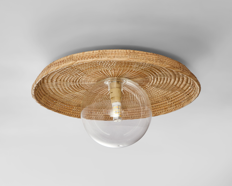 Plato Boho Rattan Ceiling Flush Mount