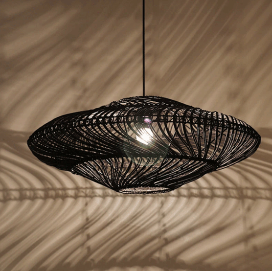 Flying Saucer Black Rattan Pendants