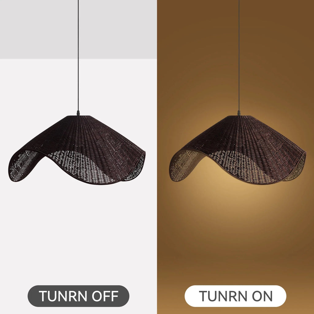 Adaya Black Wicker Rattan Pendant Light