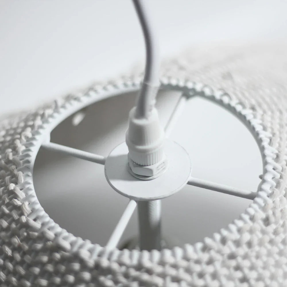 Adaya White Wicker Rattan Pendant Light