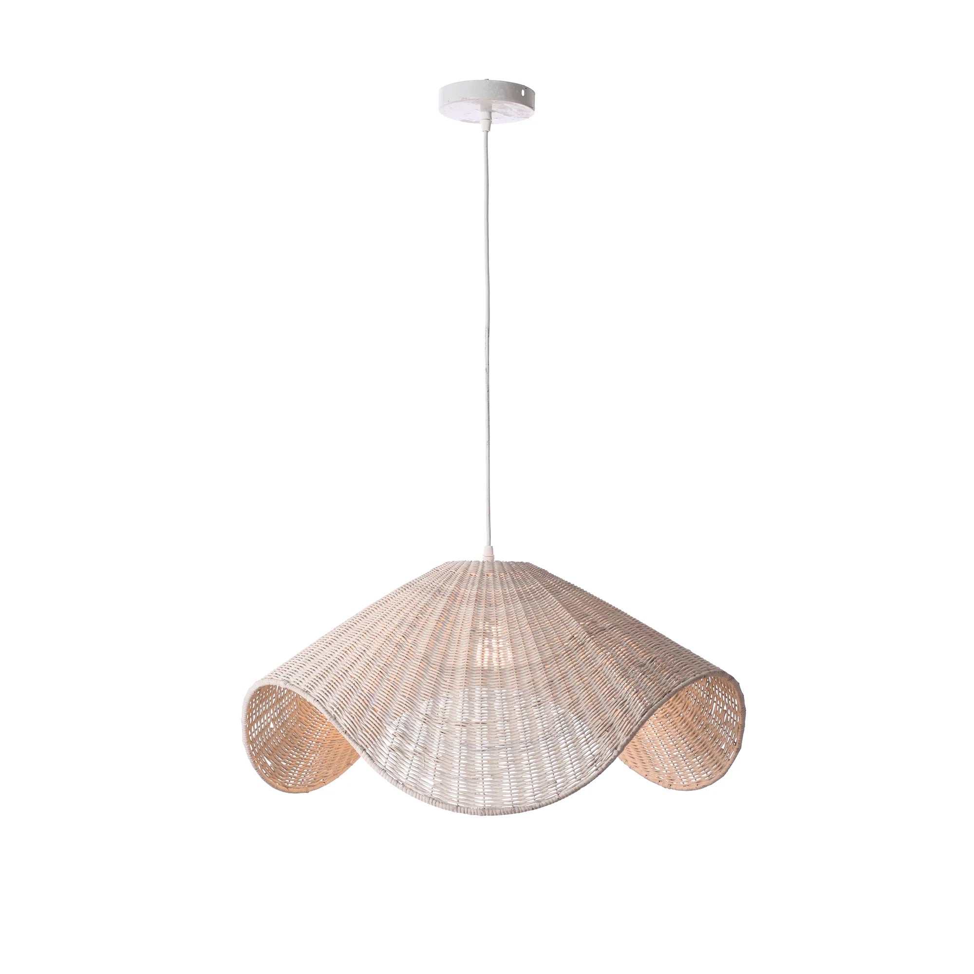 Adaya White Wicker Rattan Pendant Light