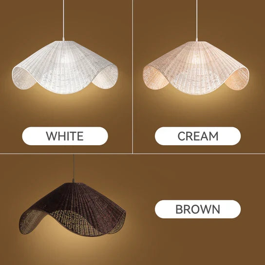 Adaya White Wicker Rattan Pendant Light