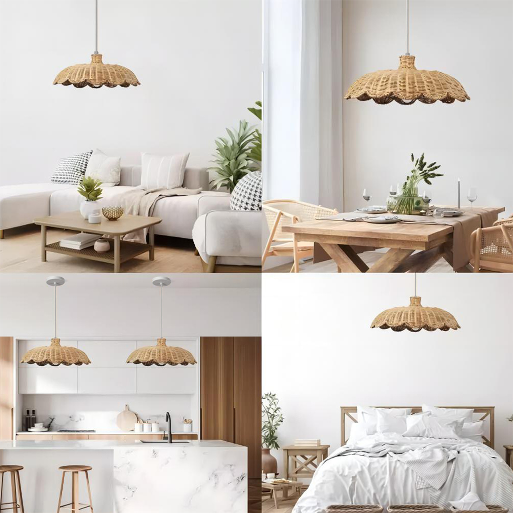Alice Boho Scallop Rattan Pendant Light