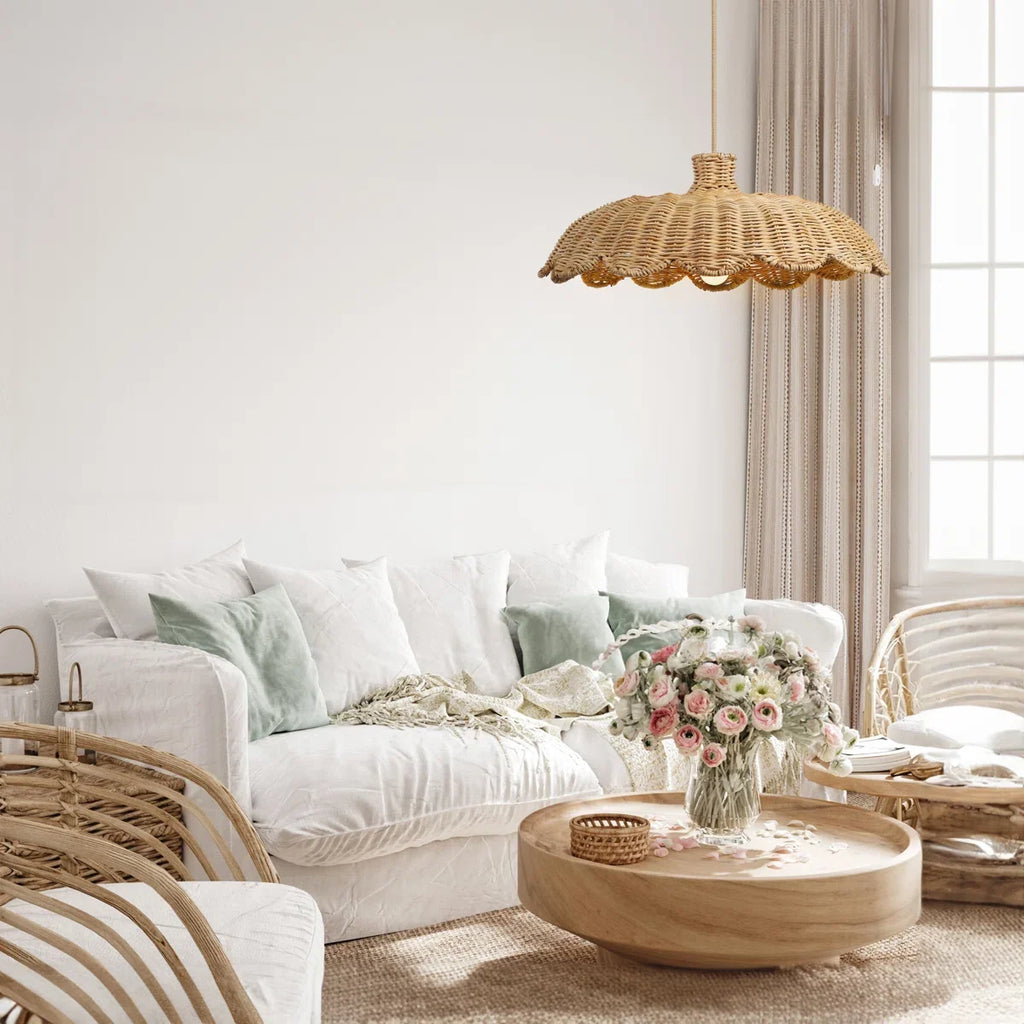 Alice Boho Scallop Rattan Pendant Light