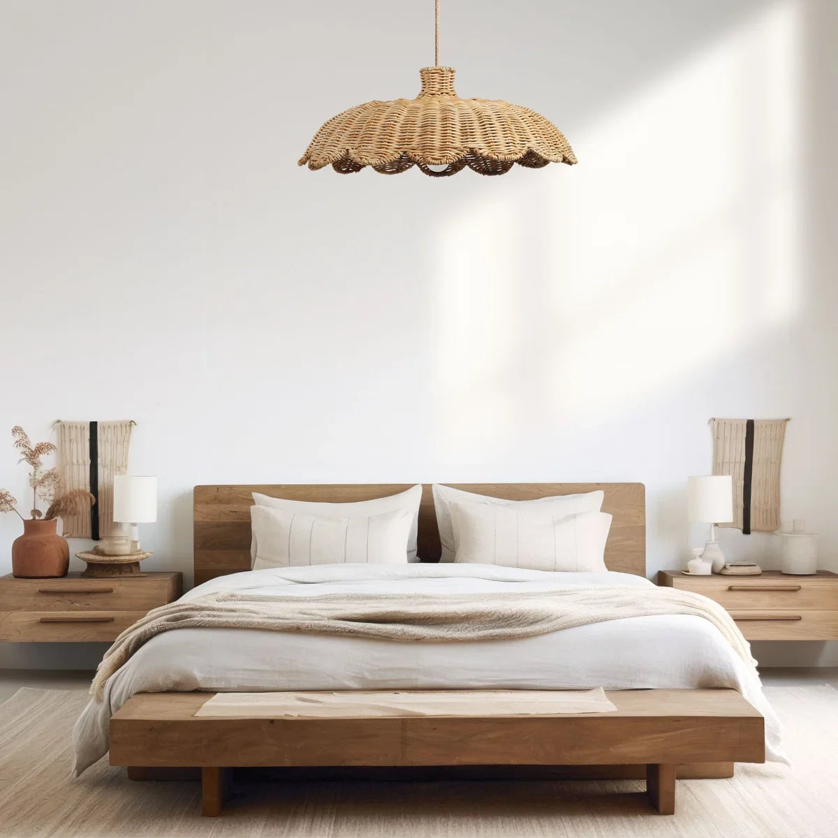 Alice Boho Scallop Rattan Pendant Light