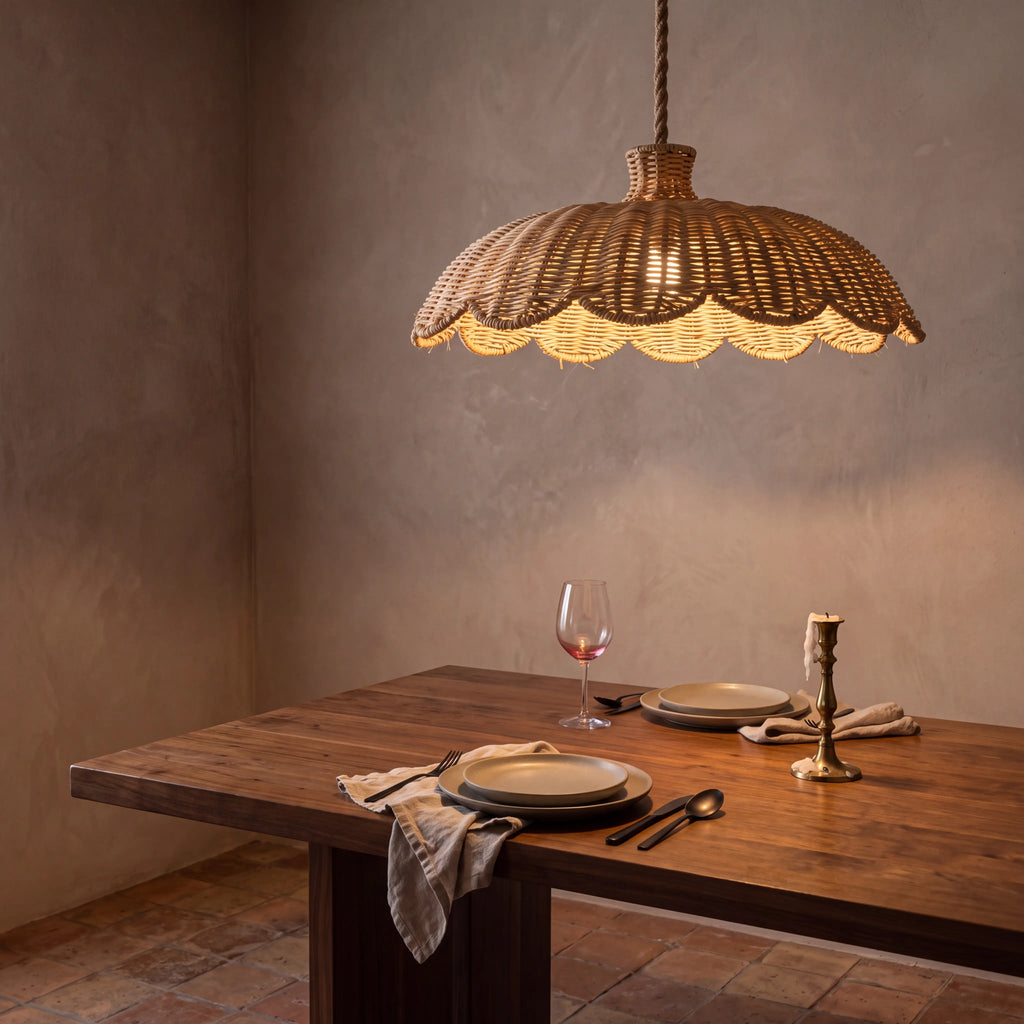 Alice Boho Scallop Rattan Pendant Light