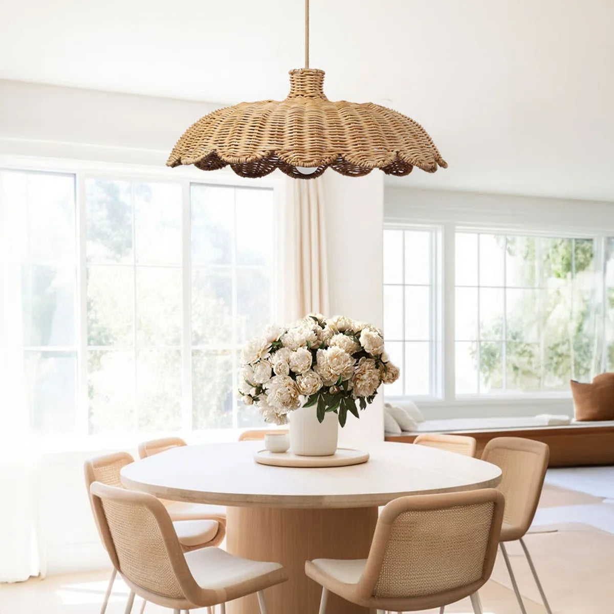 Alice Boho Scallop Rattan Pendant Light