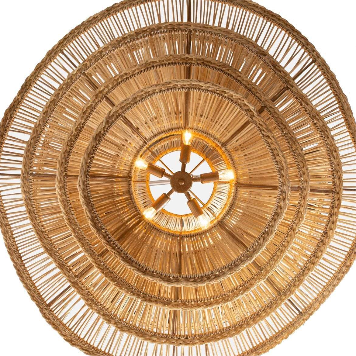 Alondra Rattan Wave Pendant Light – 5 Bulbs – Wavy Shade