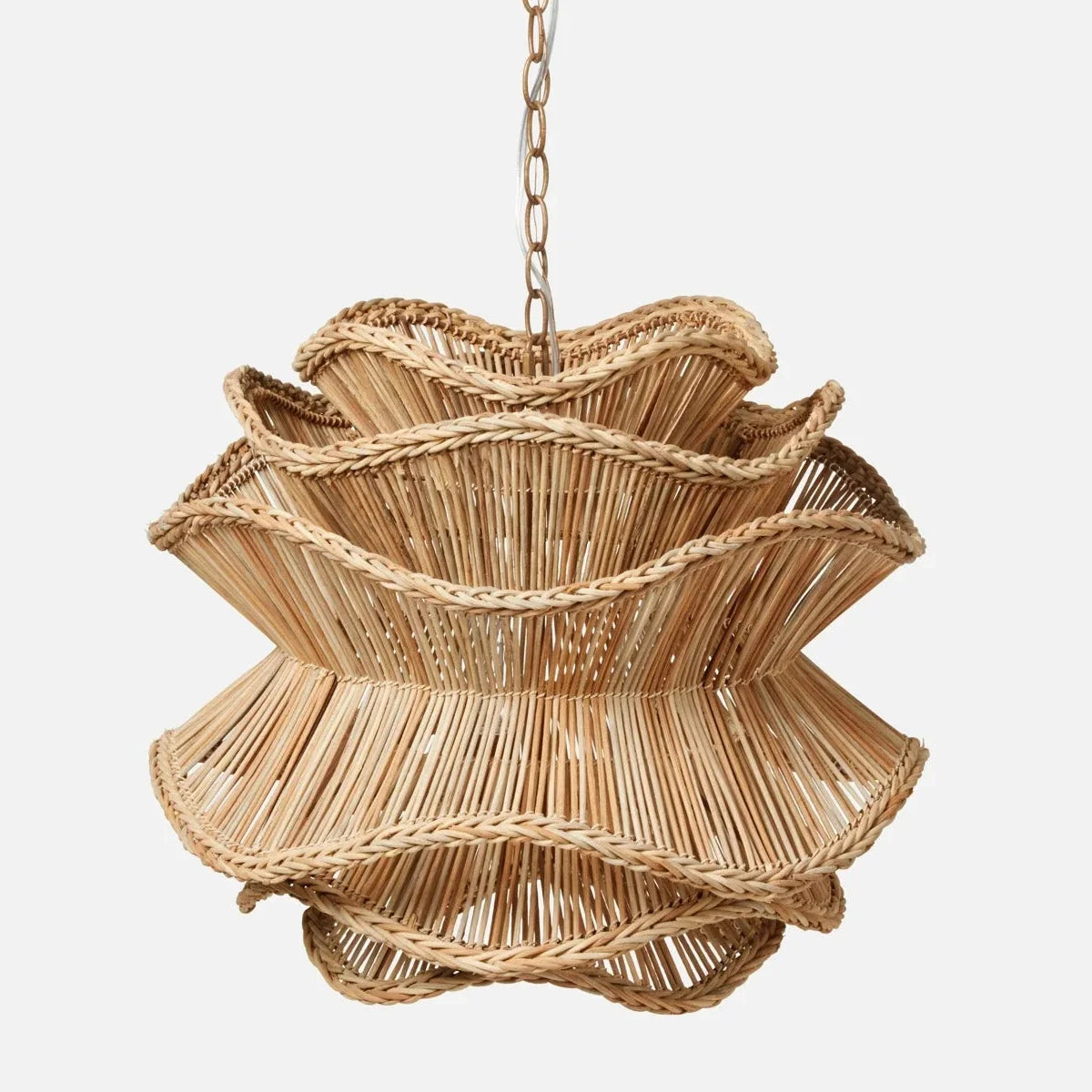 Alondra Rattan Wave Pendant Light – 5 Bulbs – Wavy Shade