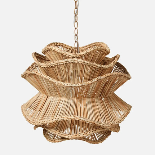 Alondra Rattan Wave Pendant Light – 5 Bulbs – Wavy Shade