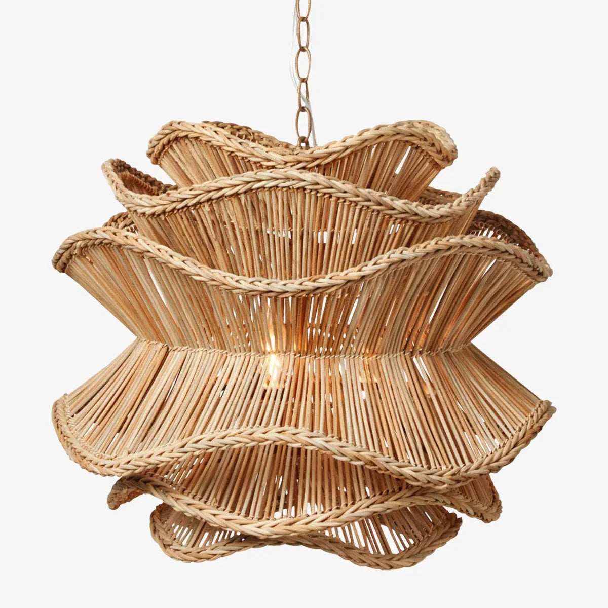 Alondra Rattan Wave Pendant Light – 5 Bulbs – Wavy Shade