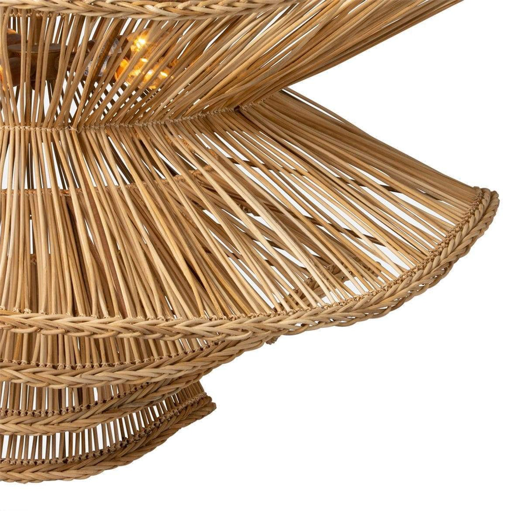 Alondra Rattan Wave Pendant Light – 5 Bulbs – Wavy Shade