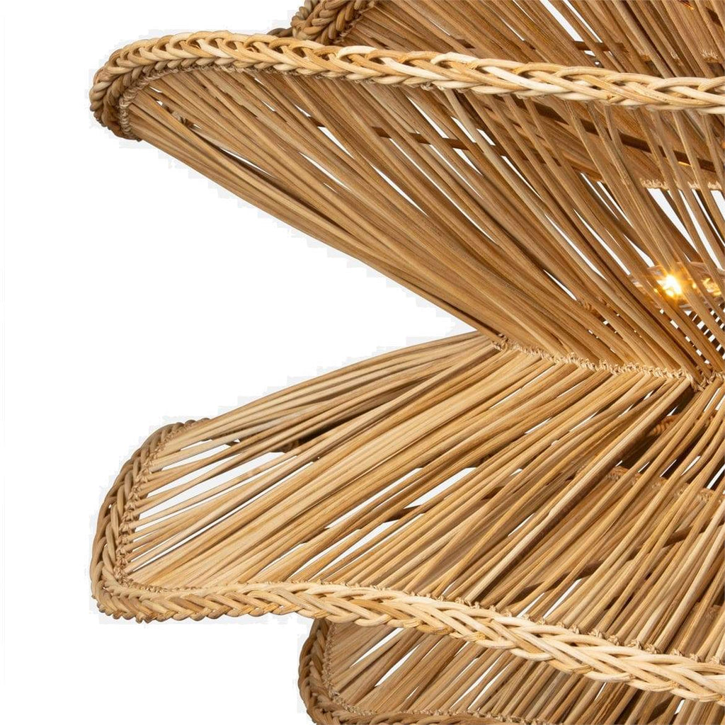 Alondra Rattan Wave Pendant Light – 5 Bulbs – Wavy Shade