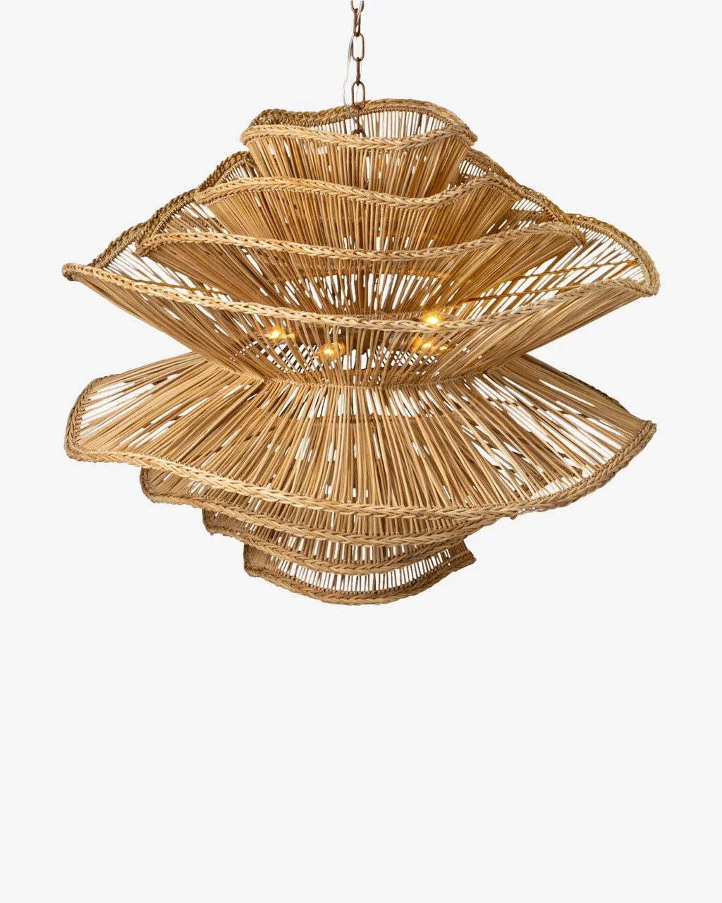 Alondra Rattan Wave Pendant Light – 5 Bulbs – Wavy Shade
