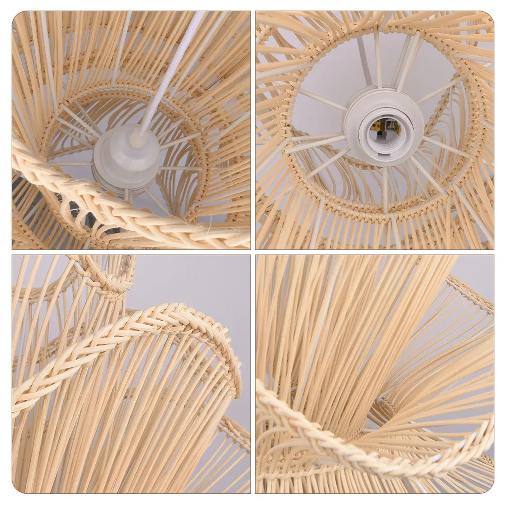 Alondra Rattan Wave Pendant Light – 5 Bulbs – Wavy Shade