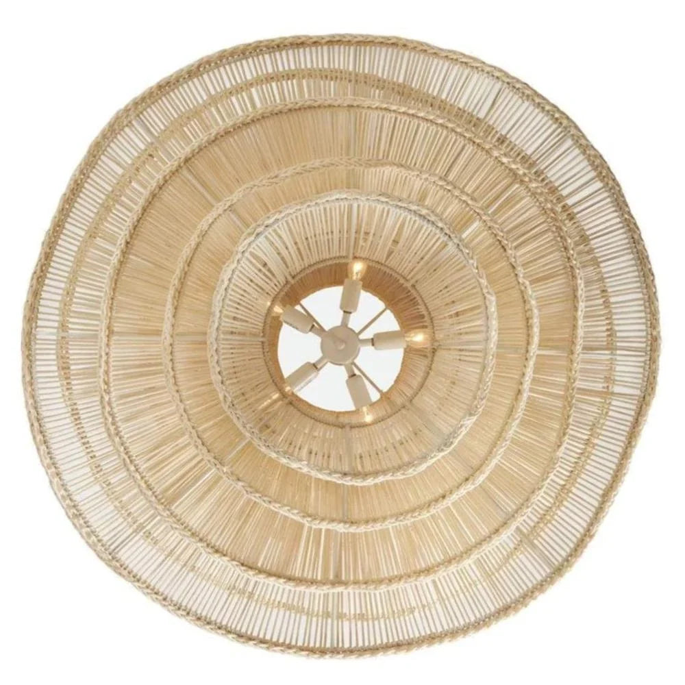 Alondra Rattan Wave Pendant Light – 5 Bulbs – Wavy Shade