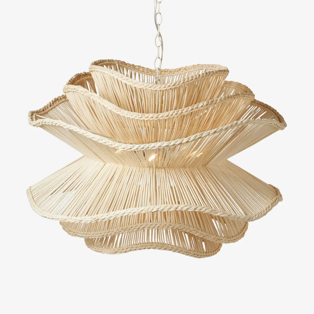 Alondra Rattan Wave Pendant Light – 5 Bulbs – Wavy Shade