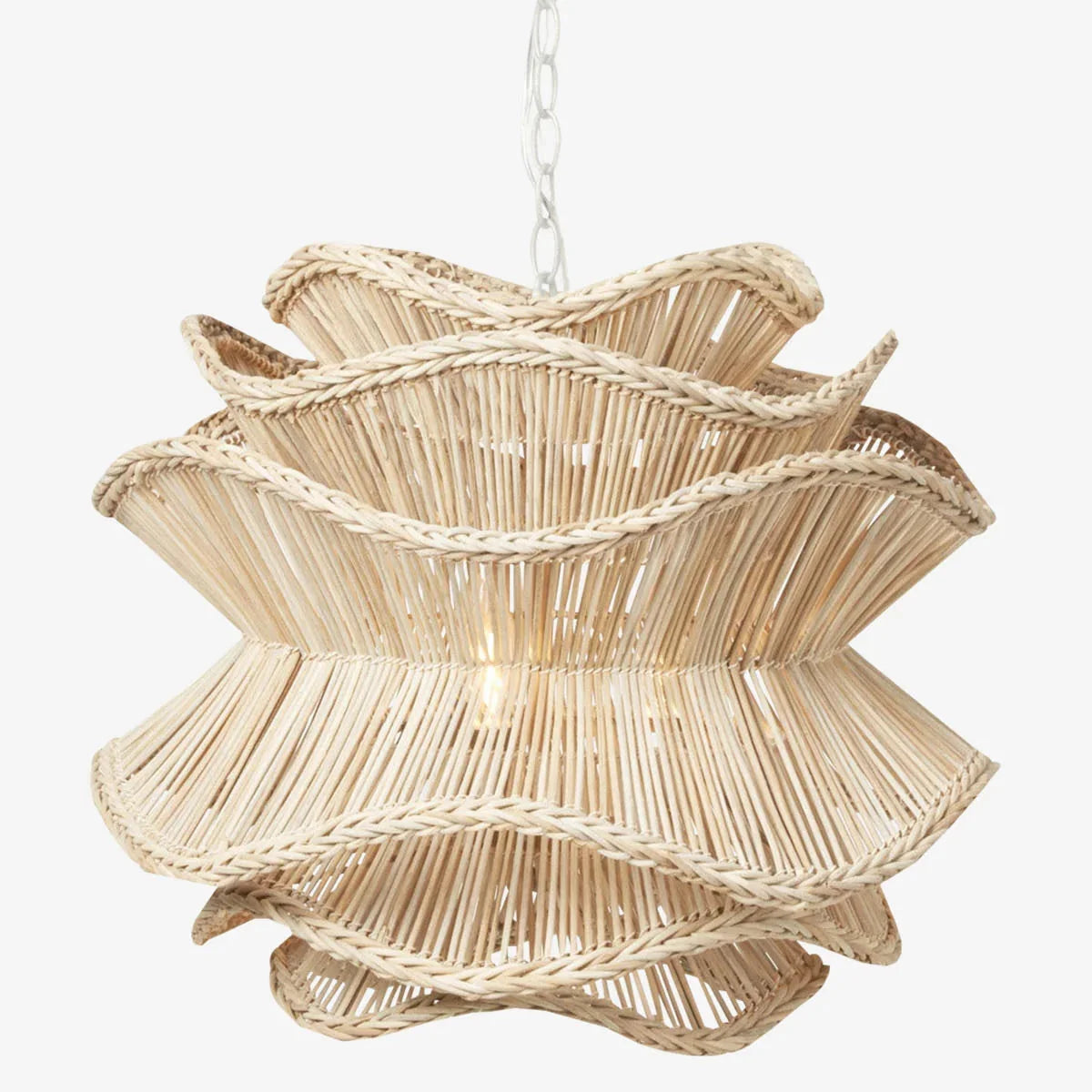 Alondra Rattan Wave Pendant Light – 5 Bulbs – Wavy Shade