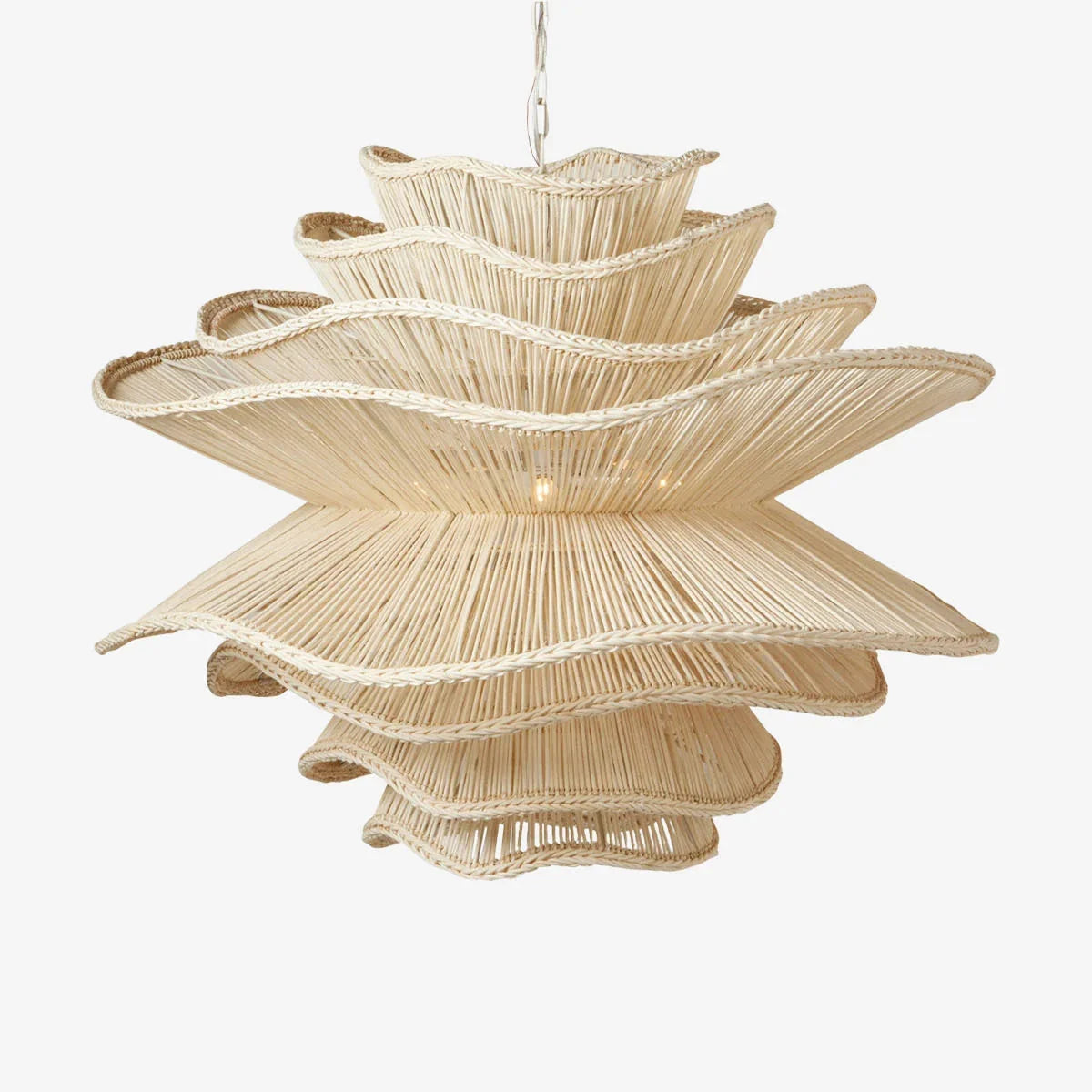 Alondra Rattan Wave Pendant Light – 5 Bulbs – Wavy Shade