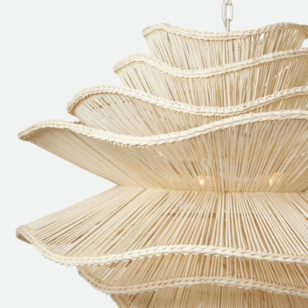 Alondra Rattan Wave Pendant Light – 5 Bulbs – Wavy Shade