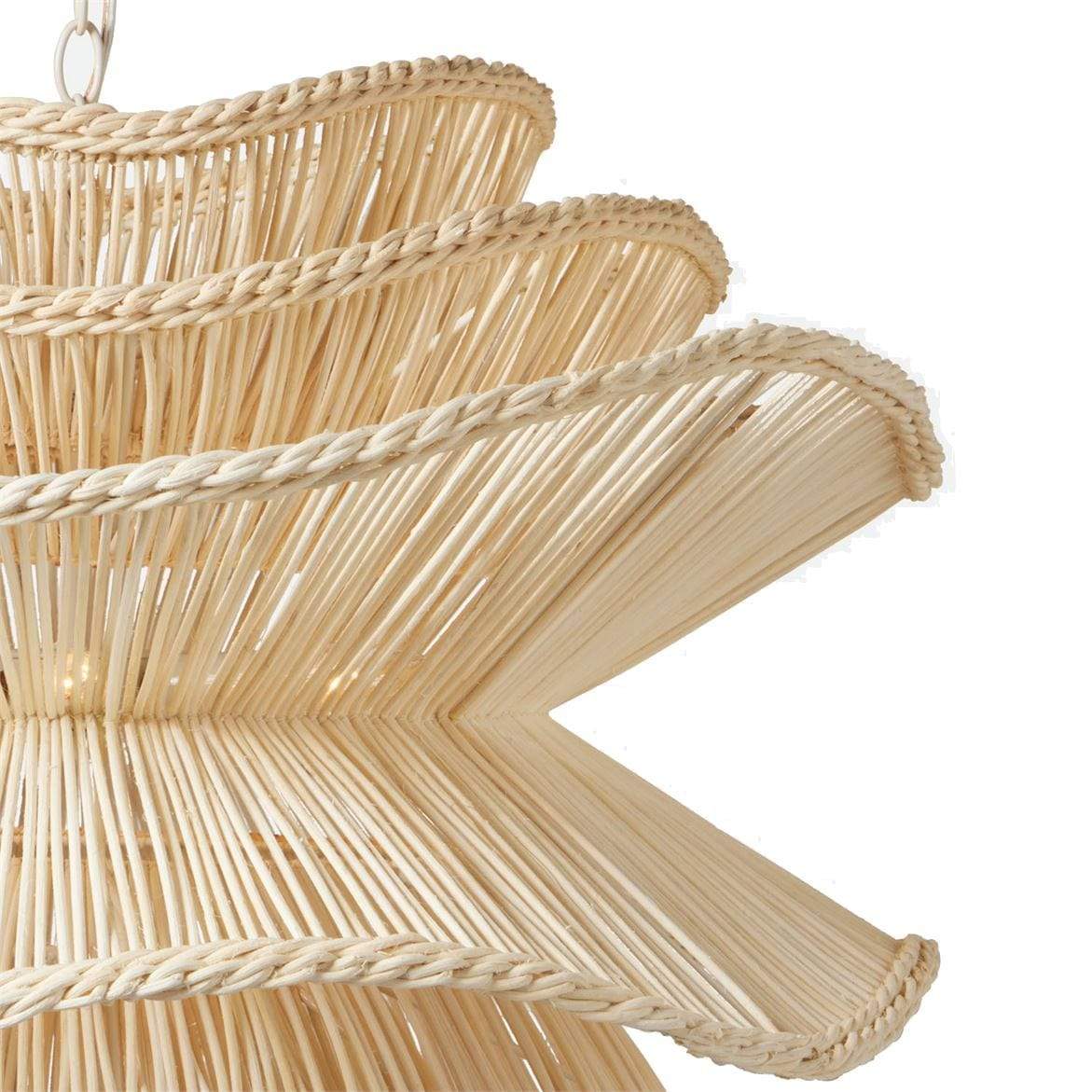 Alondra Rattan Wave Pendant Light – 5 Bulbs – Wavy Shade
