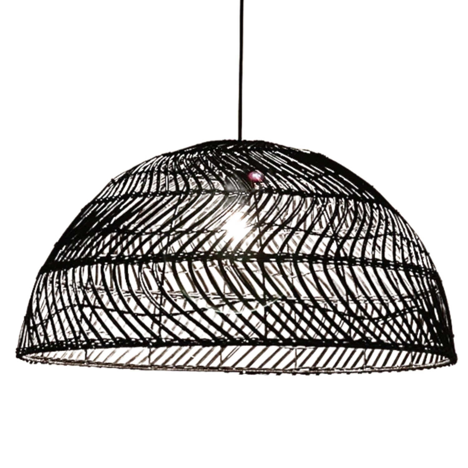 Archer Dome Black Rattan Pendant Light