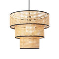 ArcoMead 3-Tiered Rattan Drum Pendant Light