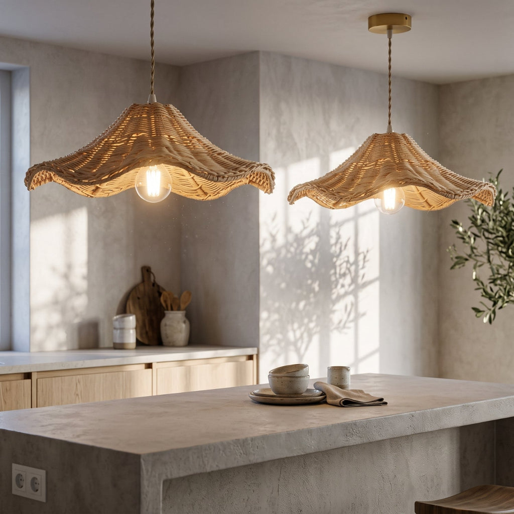 Ariel Rattan Wave Pendant Light