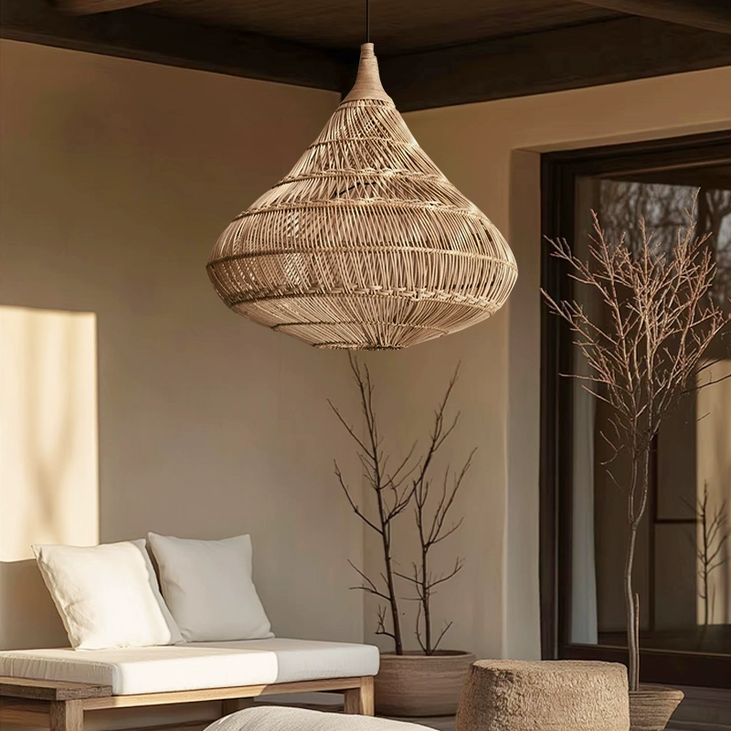Drop Rattan Basket Pendant Light