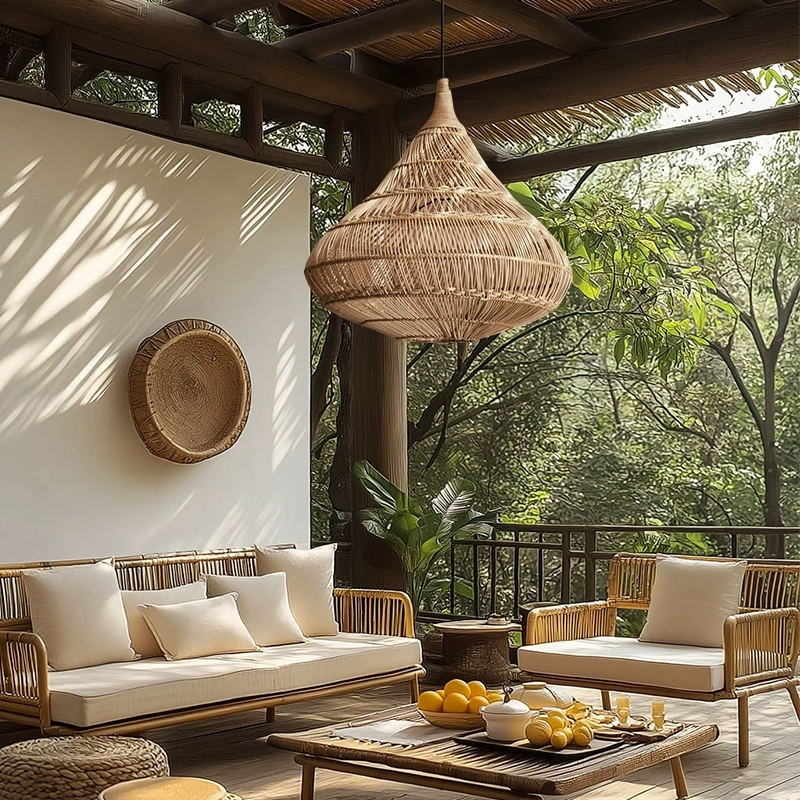 Drop Rattan Basket Pendant Light
