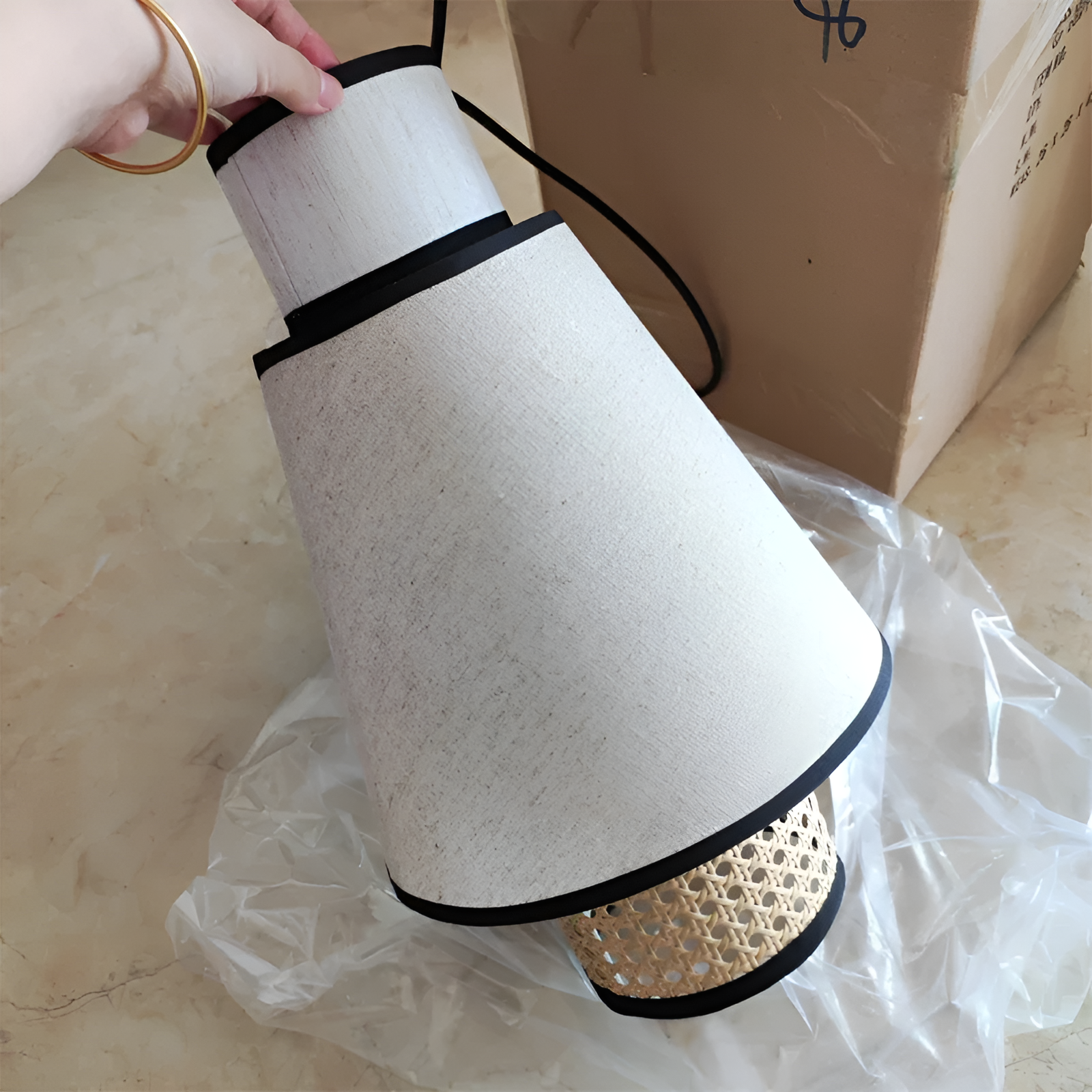 Singapour Cylinder Tiered Rattan Pendant Light