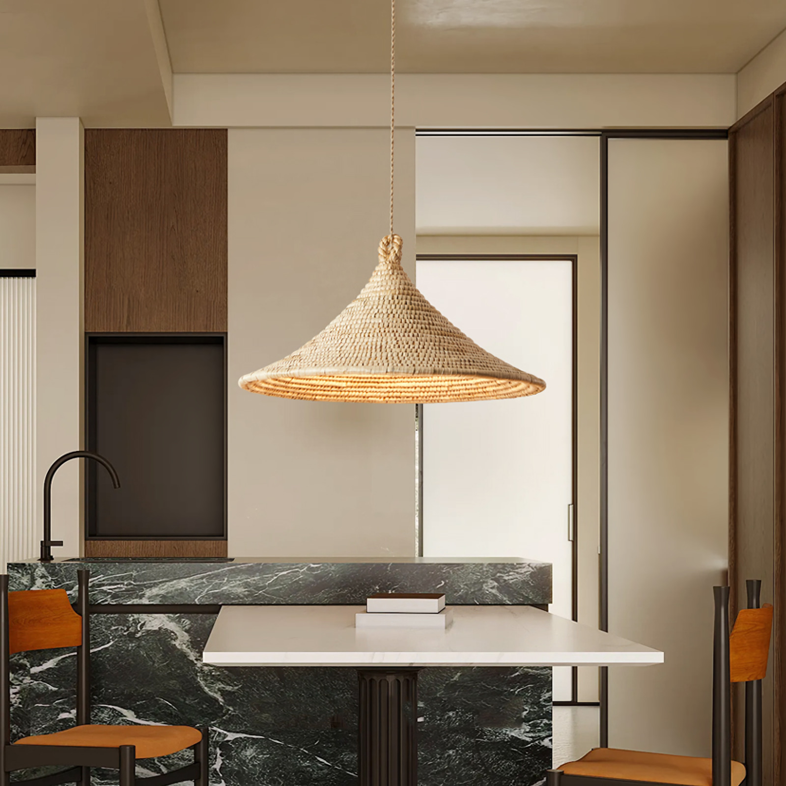 Yariah Cone Bamboo Rattan Pendant Light