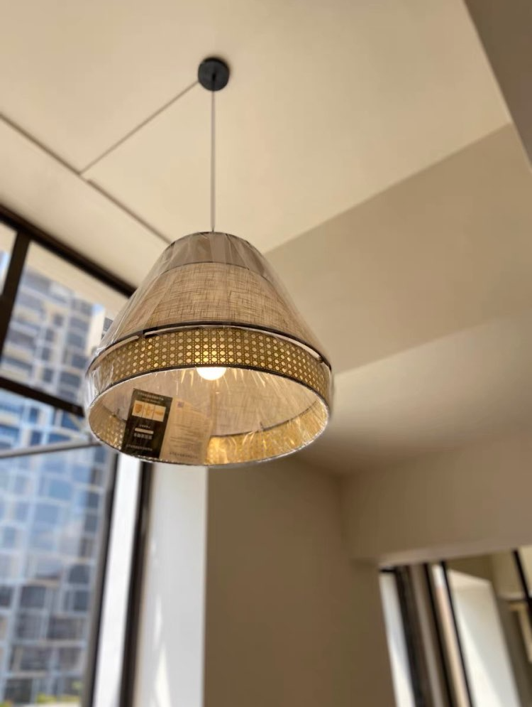Singapour Cylinder Tiered Rattan Pendant Light
