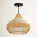 Beatrice Boho White Dome Basket Rattan Pendant Light