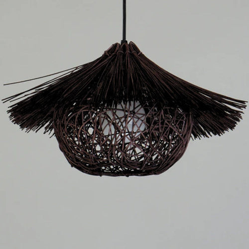 Begie Straw Hat Rattan Black Pendant Light
