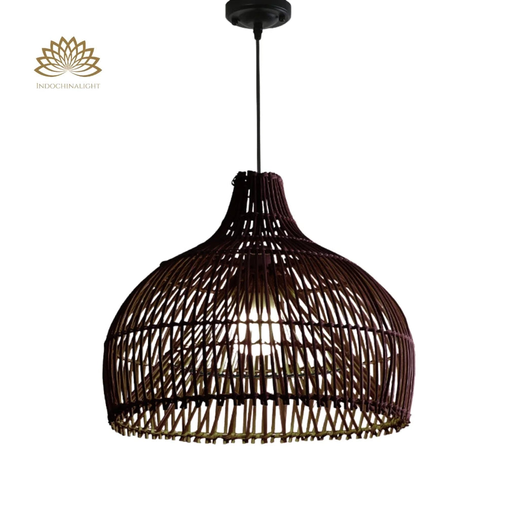 Belle Black Dome Rattan Pendant Light